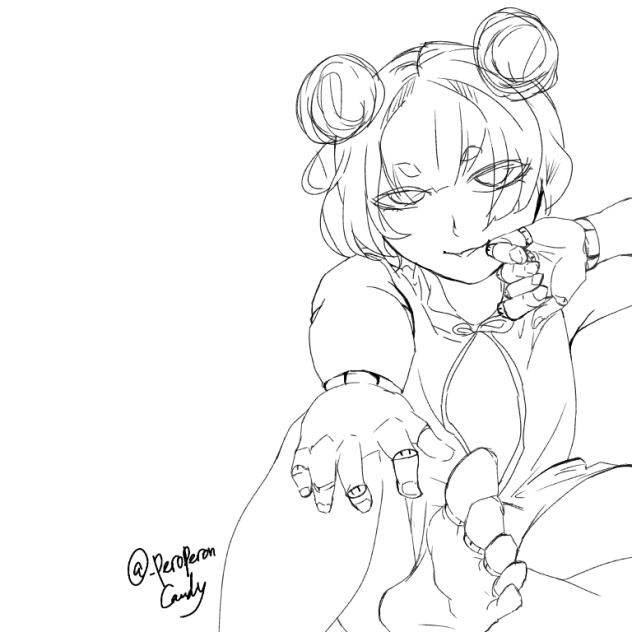 線画　傀儡女の子