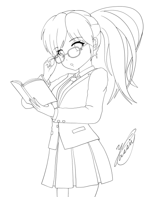 Bookish girl（線画）