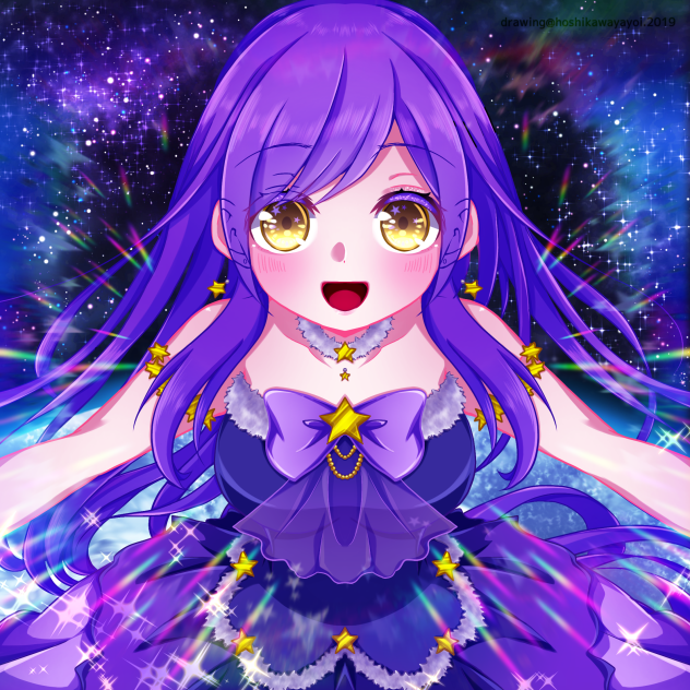 スターシャワー(星川ヤヨイ様の線画お借りしました!)