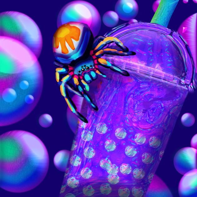 spider on bubble tea