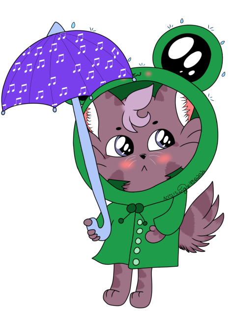 Purple Cat In Froggy Raincoat