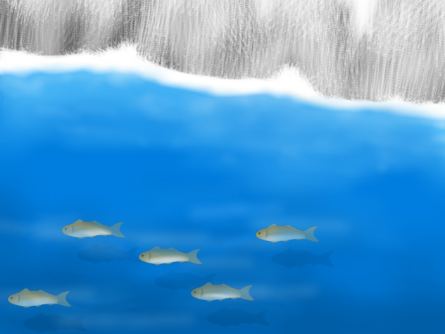 鮎…海の色になってしまった。