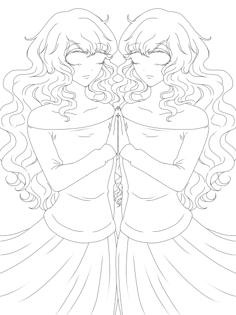 双子の線画(ご自由にどうぞ)