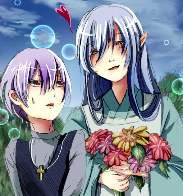 エルフと少年と花と