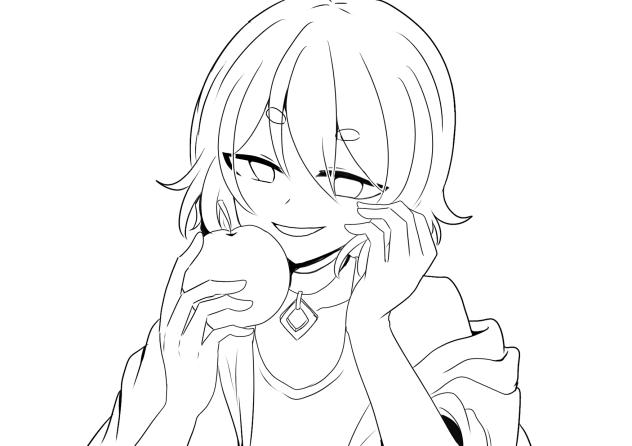 りんごとクア 塗り絵