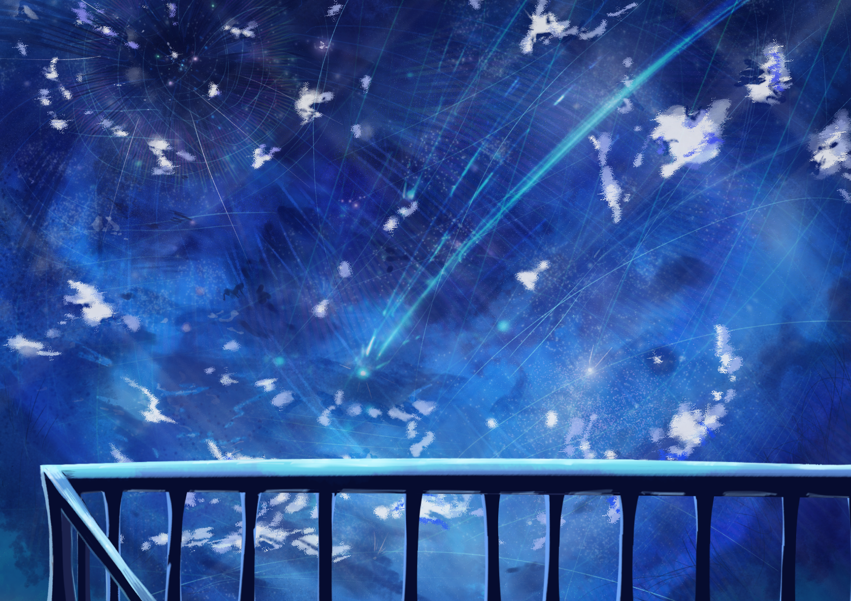 学園祭の終わりに 背景素材 星空 校舎屋上にて アイビスペイント Ibispaint