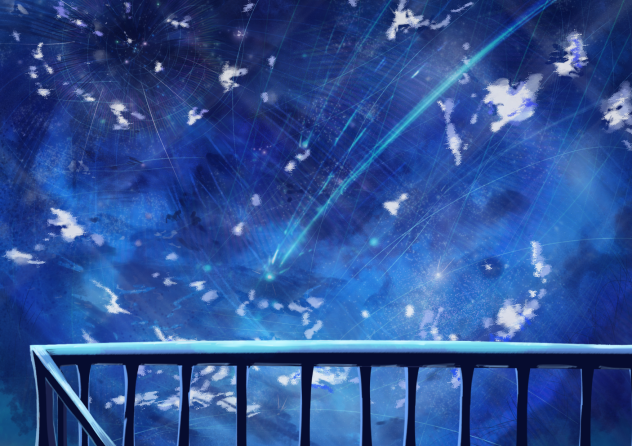 【学園祭の終わりに】背景素材・星空・校舎屋上にて【アイビスペイント】