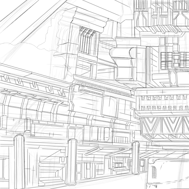 FF 12 帝都アルケイディス・街並み　線画