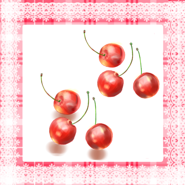 さくらんぼ素材、影あり、影なし