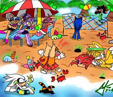 playing at the beach