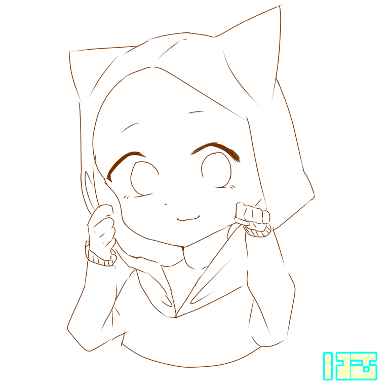 猫耳パーカー 線画 Ibispaint