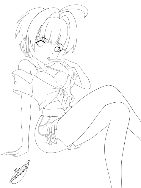 selfish girl（線画）
