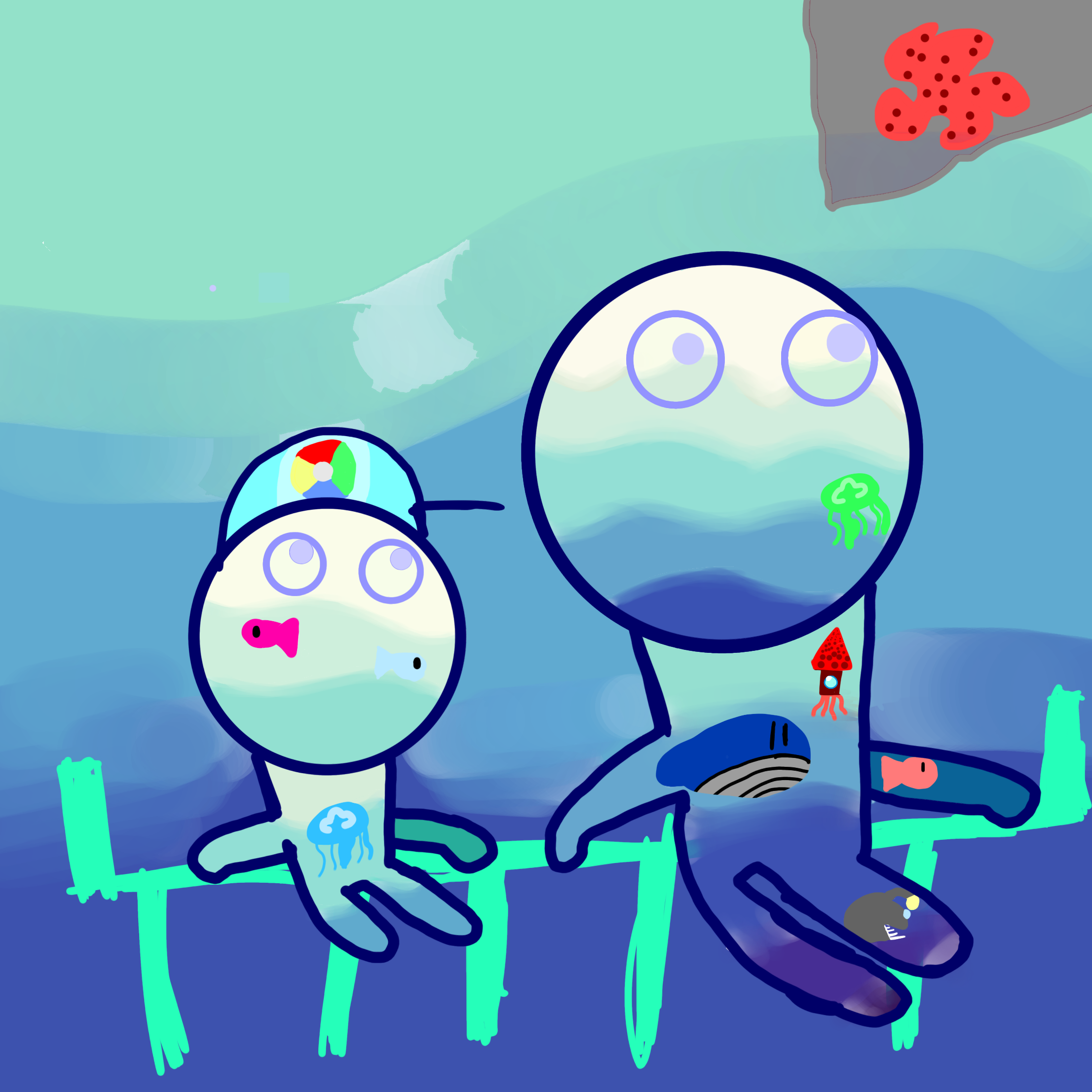 Ocean wave with little ocean wave - ibisPaint