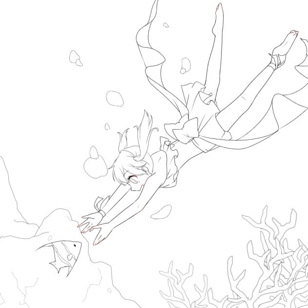 エンゼルフィッシュ 線画