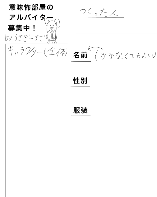 意味怖部屋のキャラ募集資料