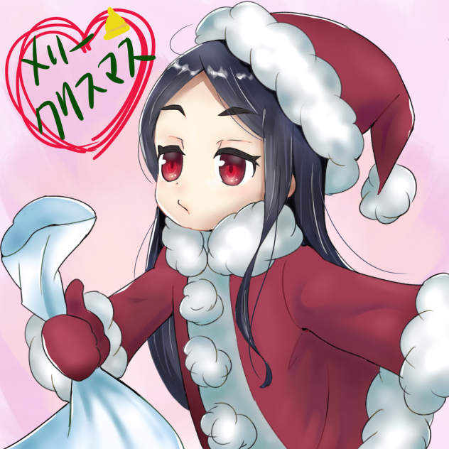 プレゼント持ってきたサンタ色塗り