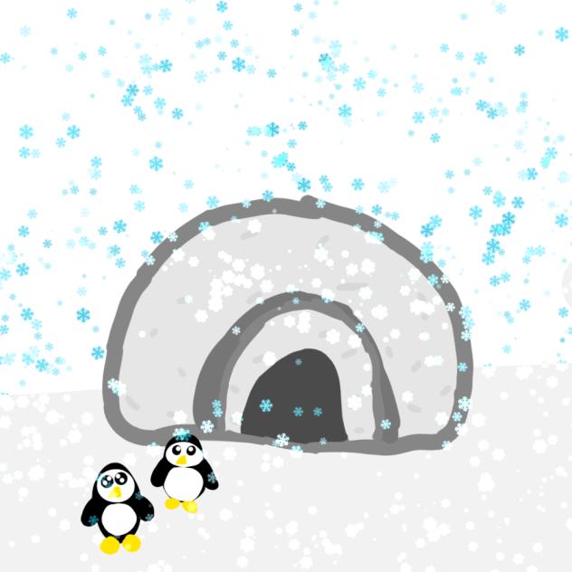 penguins igloo and snow!