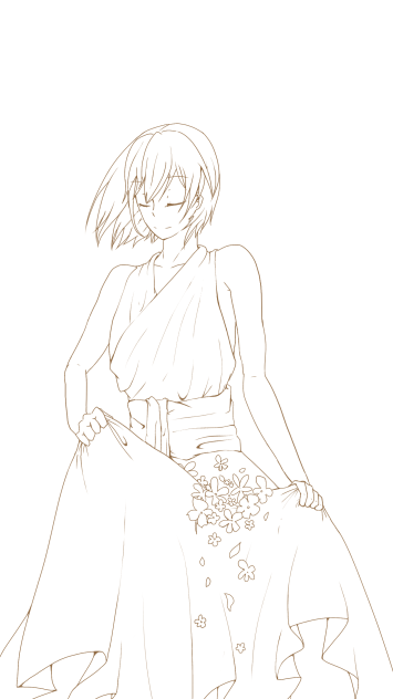 花摘み 線画