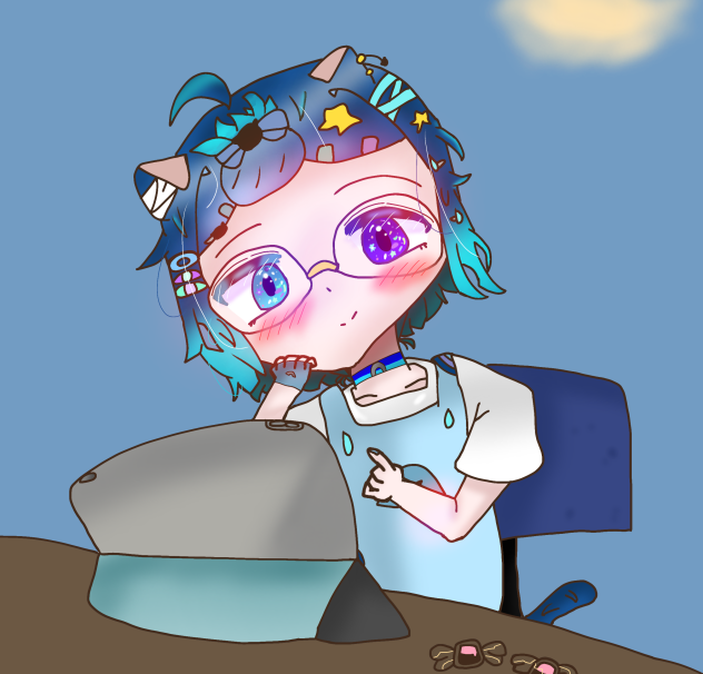 水雨お絵描き姿