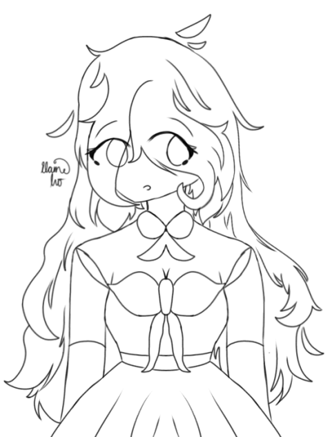A Girl in a School Uniform Lineart