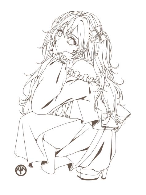 女子　塗り絵