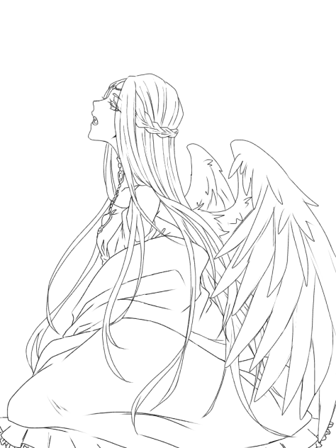 【線画】天使