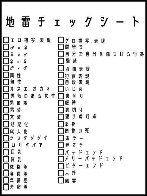 地雷チェックシート