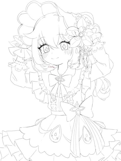 お嬢様ナヒーダちゃん　線画