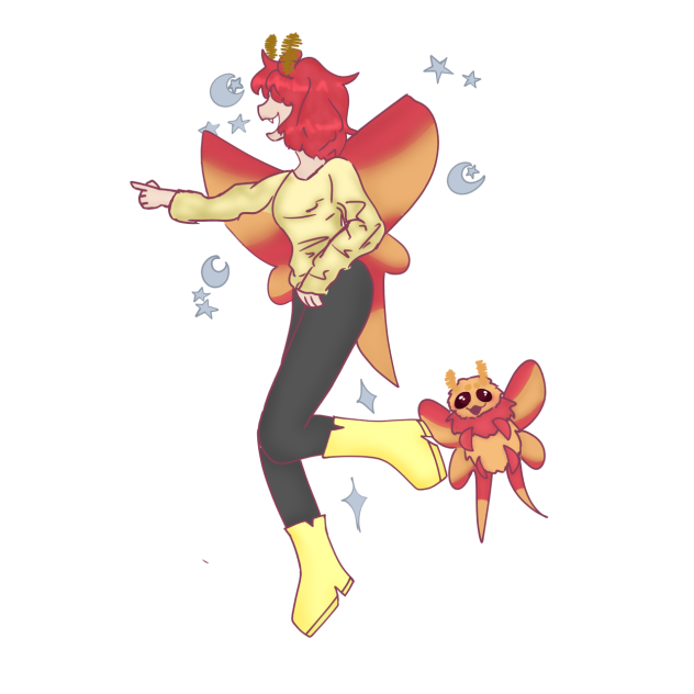 Moth woman and her pet I guess