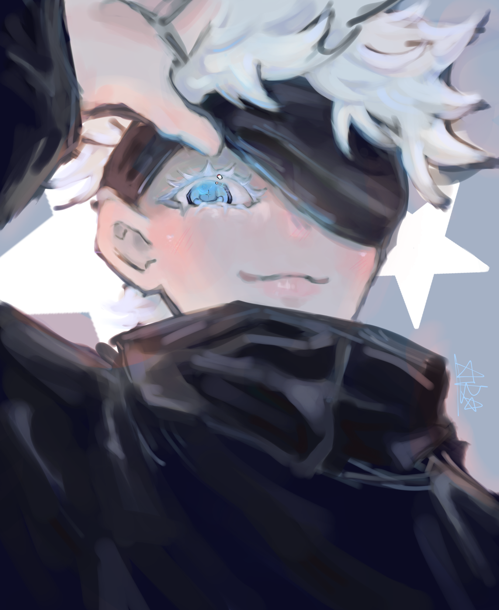 I used to looovveee jjk, when Gojo 'came back' I was so excited and draw him. Needless to say the intent aged like milk. Also I took like, 3 hours on just the eye so please look very closely at it.