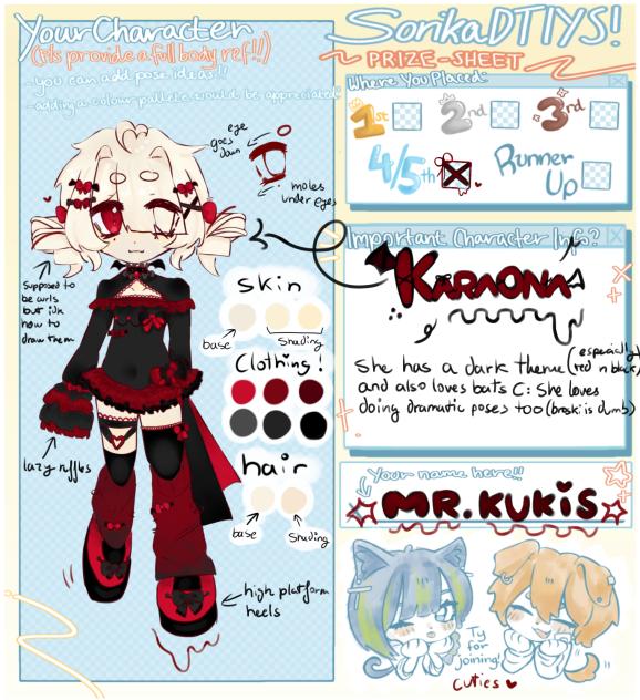 Prize sheet for Abi!!