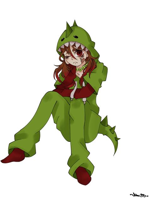 Shiniko in a dino hoodie cuz why not XD