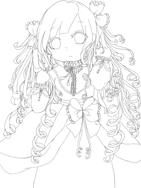 くるくる髪 線画