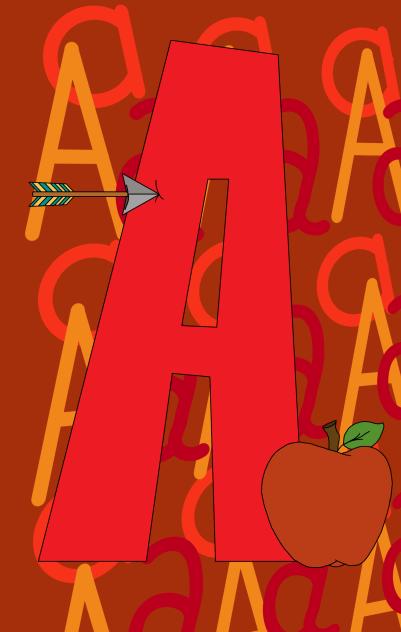 Letter A for apple and arrow