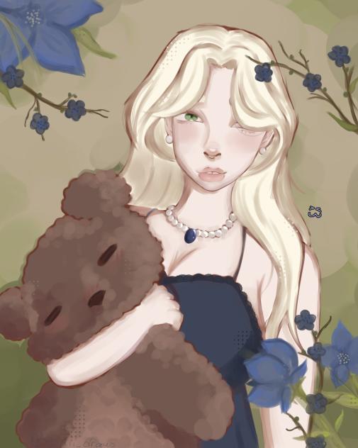 flower girl with teddy bear ✨