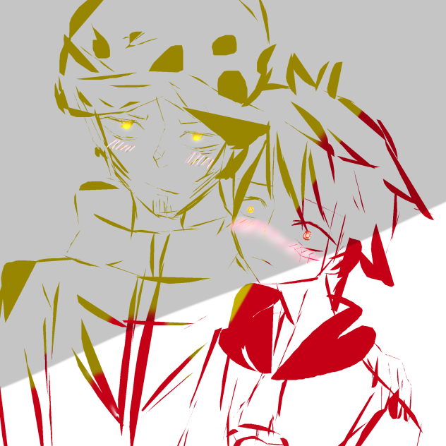 ロー  × ルフィ  。 （投げ輪ツール？で描いてみた）