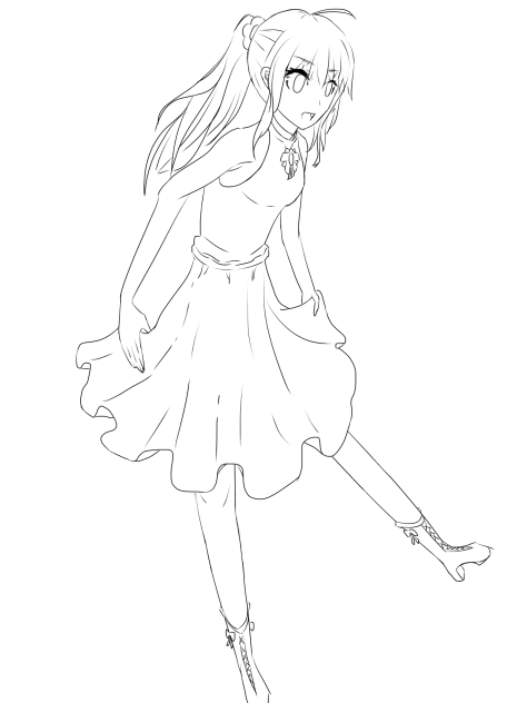 塗り絵 ワルツの少女 線画