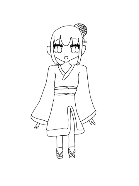 フリー線画(ゆかた)