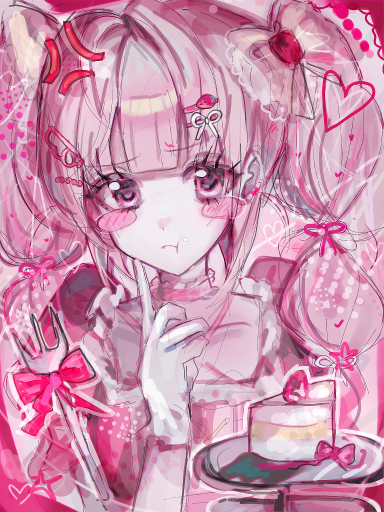 創作【あたたかなゆめ】手描きイラスト 下絵付き だーめ‼️୭ৎ ࣪ ׅ ⊹🍓🍰 - ibisPaint