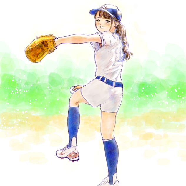 ポニーテールな野球少女。