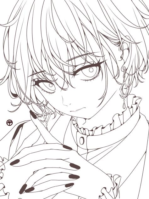 創作女子　塗り絵