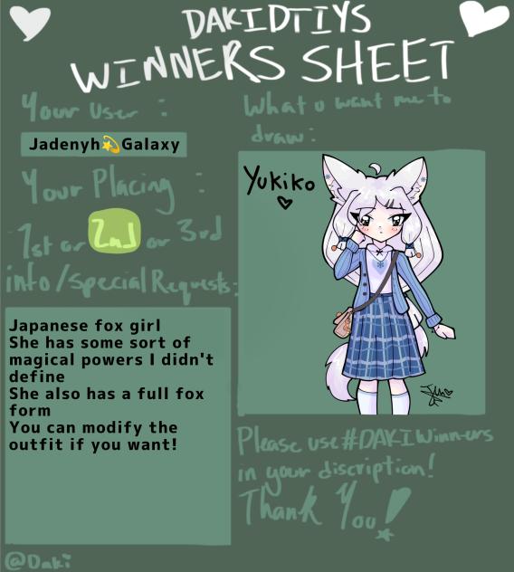 DakiDTIYS prize sheet