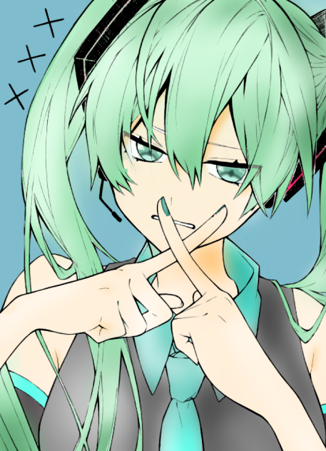 フリー線画初音ミク塗ってみた
