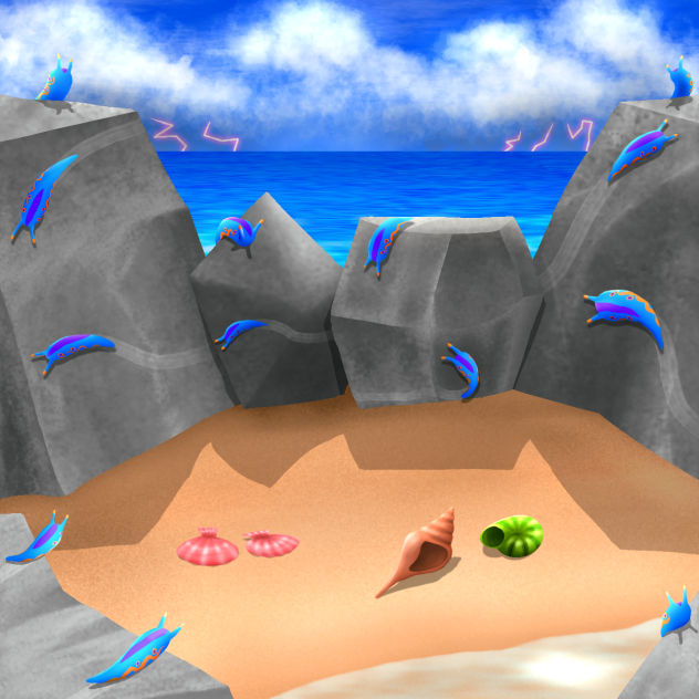 Blue slugs beach