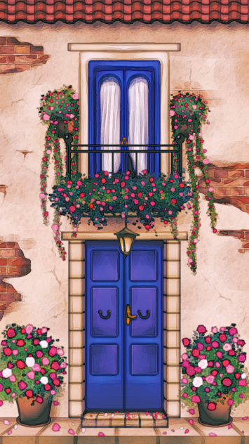 Old house and flowers 3rd version