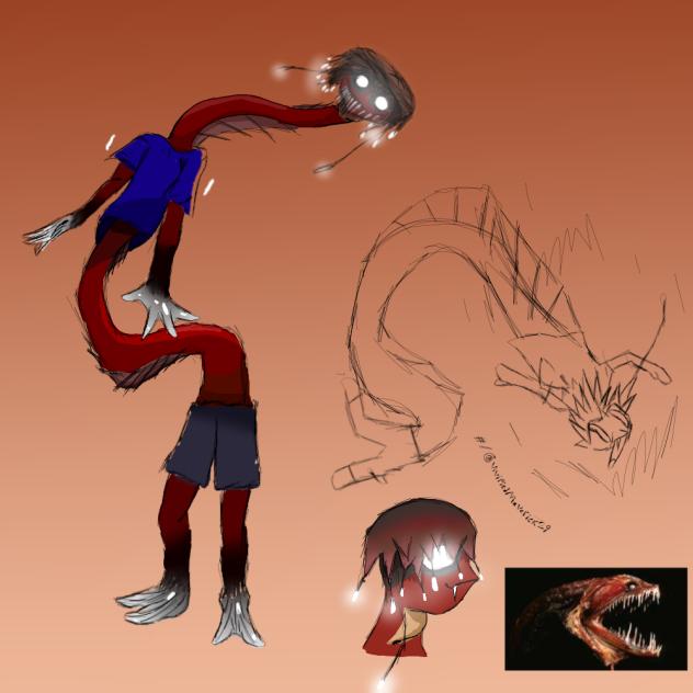 red dragonfish character concept