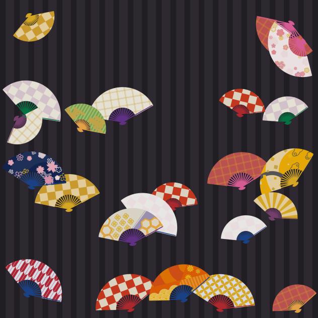 扇面文様（紫黒色）