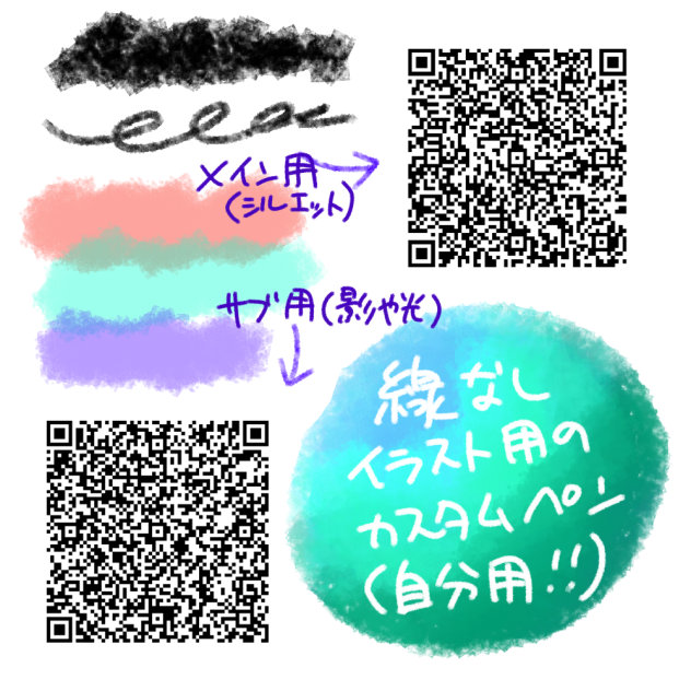 線なしイラスト用(メインとサブ)カスタムペン