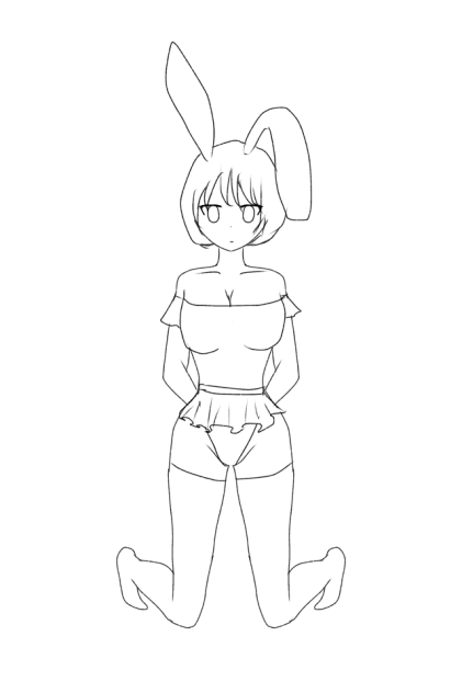 バニーガール 線画 塗ってください