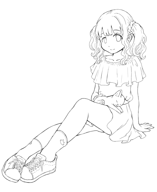 【線画】静かにね